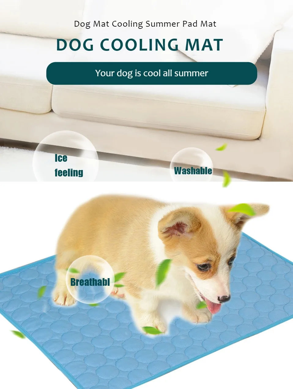 Cooling Pet Bed – Breathable Gel Mat for Summer Comfort
