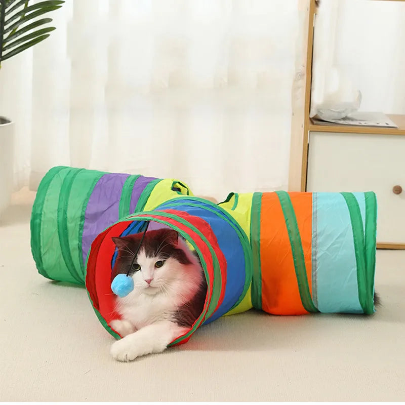 Collapsible Cat Tunnel – Crinkle Play Tube for Indoor Fun