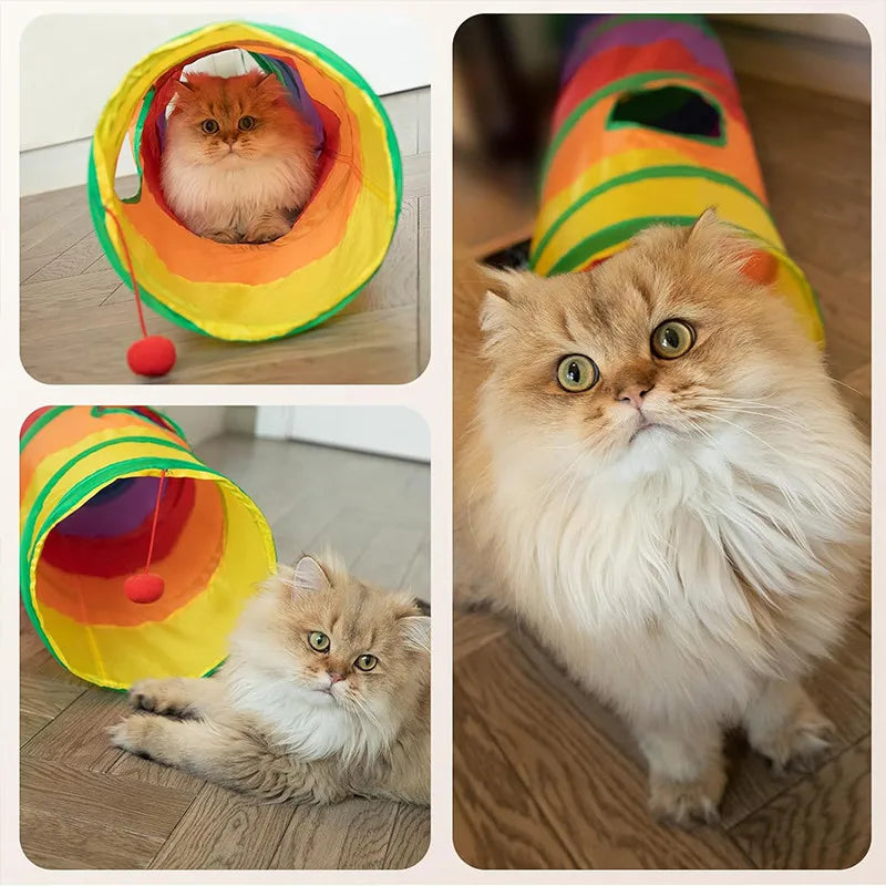 Collapsible Cat Tunnel – Crinkle Play Tube for Indoor Fun