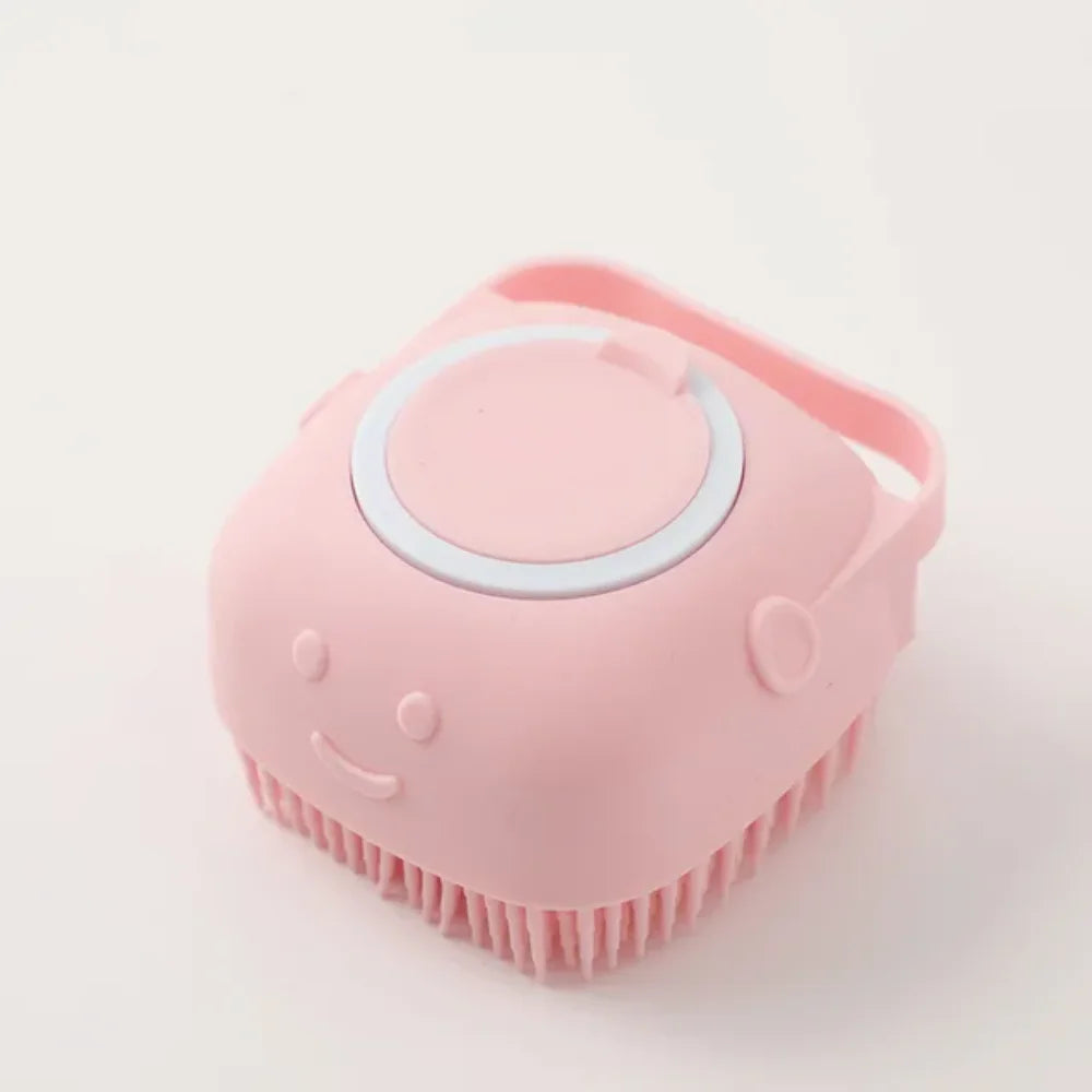 2-in-1 Pet Bath Brush – Silicone Grooming Brush with Shampoo Dispenser