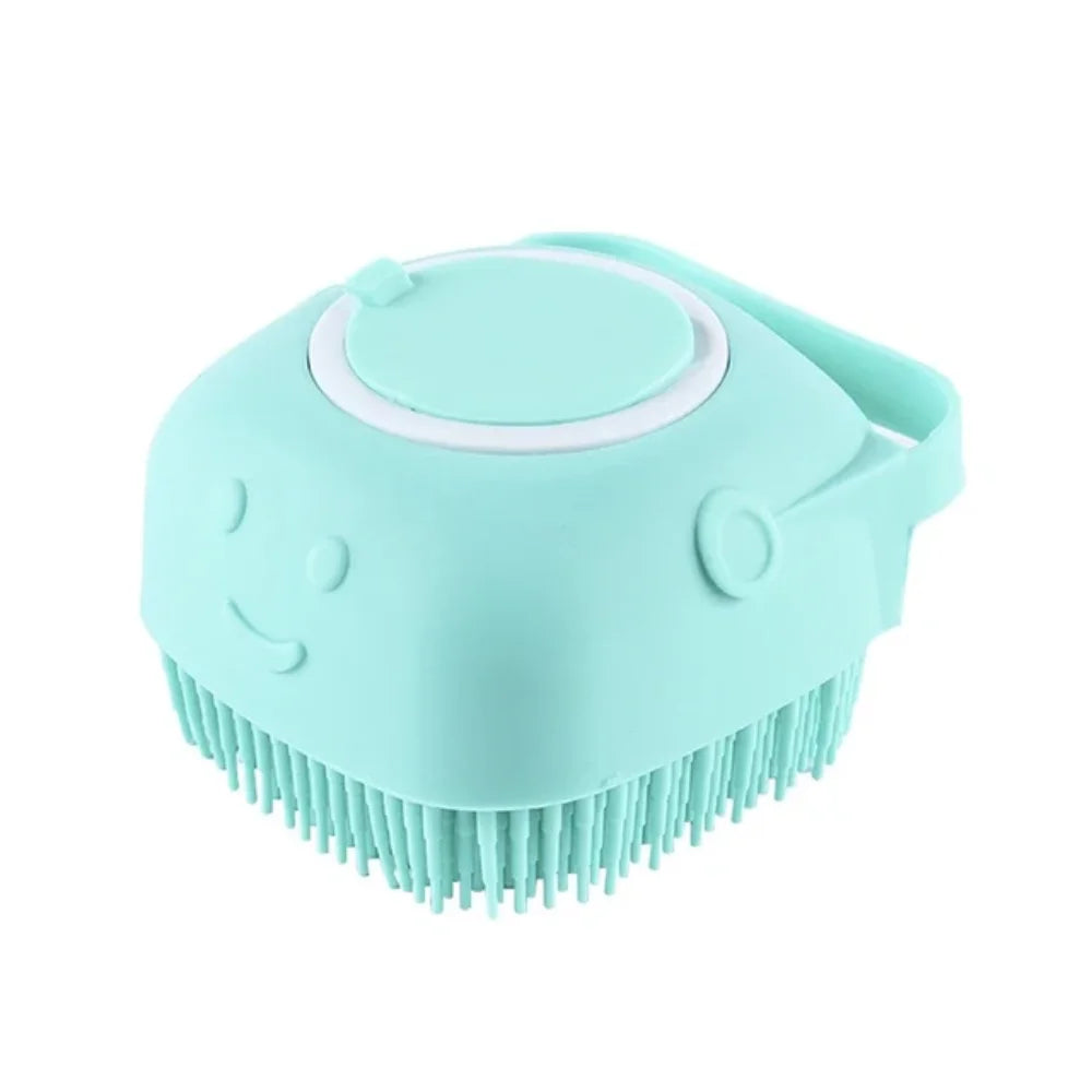 2-in-1 Pet Bath Brush – Silicone Grooming Brush with Shampoo Dispenser