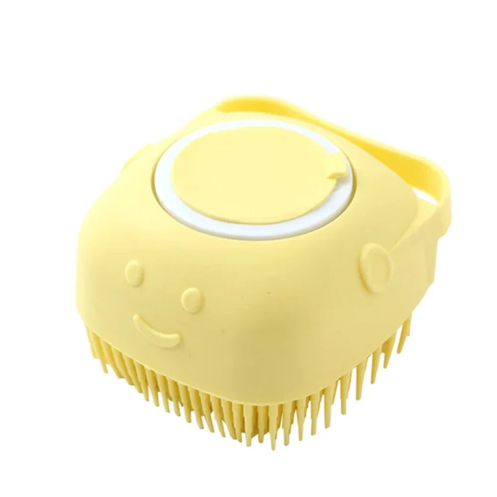 2-in-1 Pet Bath Brush – Silicone Grooming Brush with Shampoo Dispenser