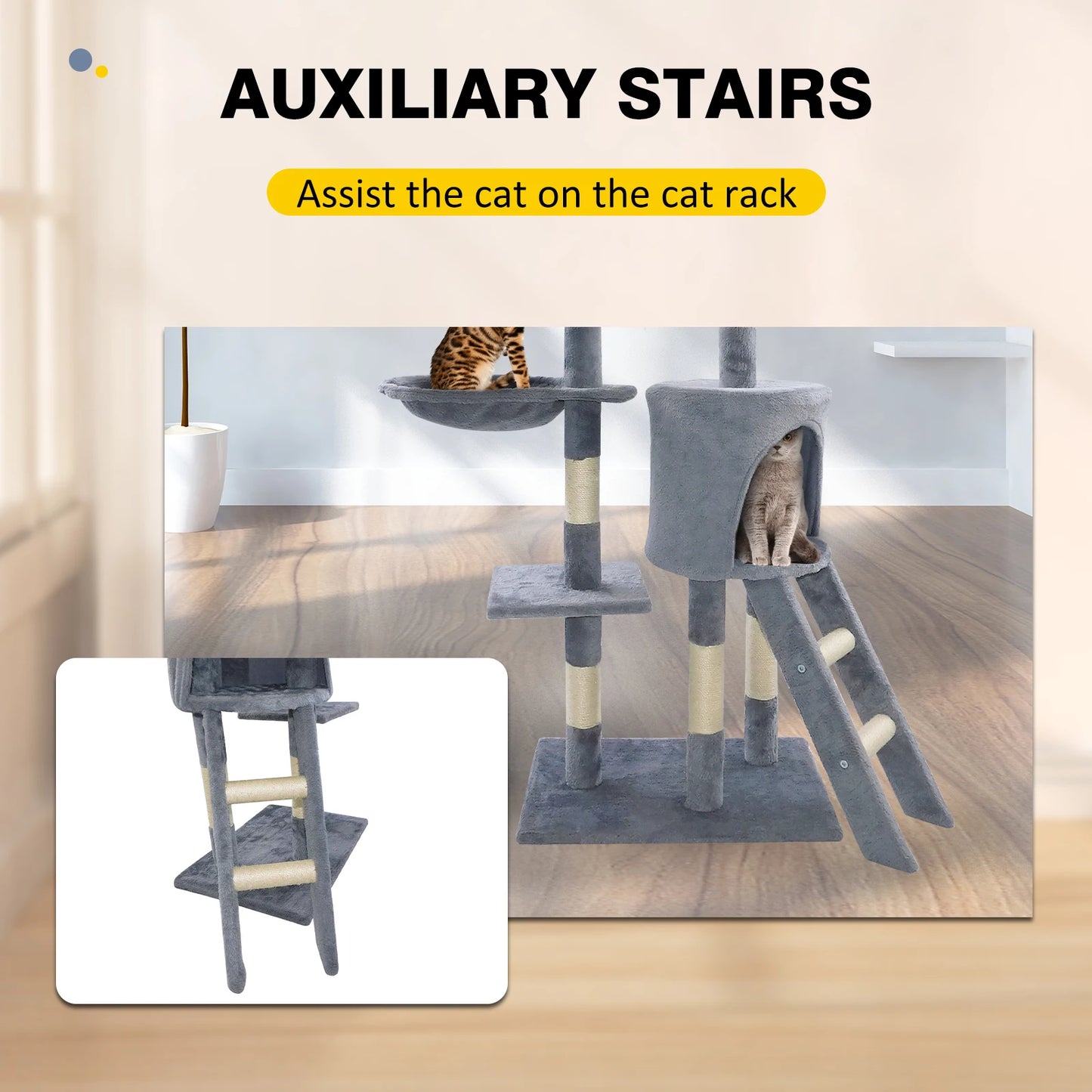 PawPure Cat Tower – Multi-Level Tree with Scratcher & Hanging Toys